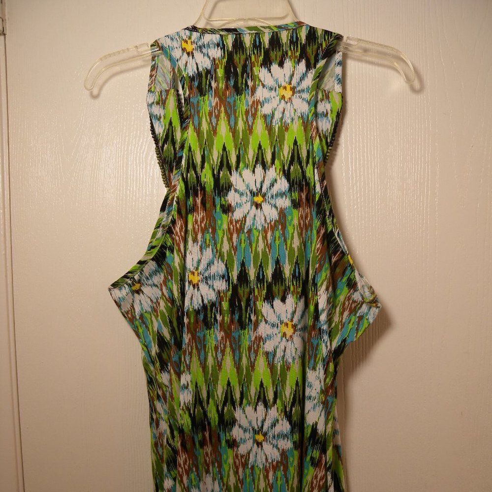 Green Floral Beaded Halter Style Top 1X - Picture 3 of 12